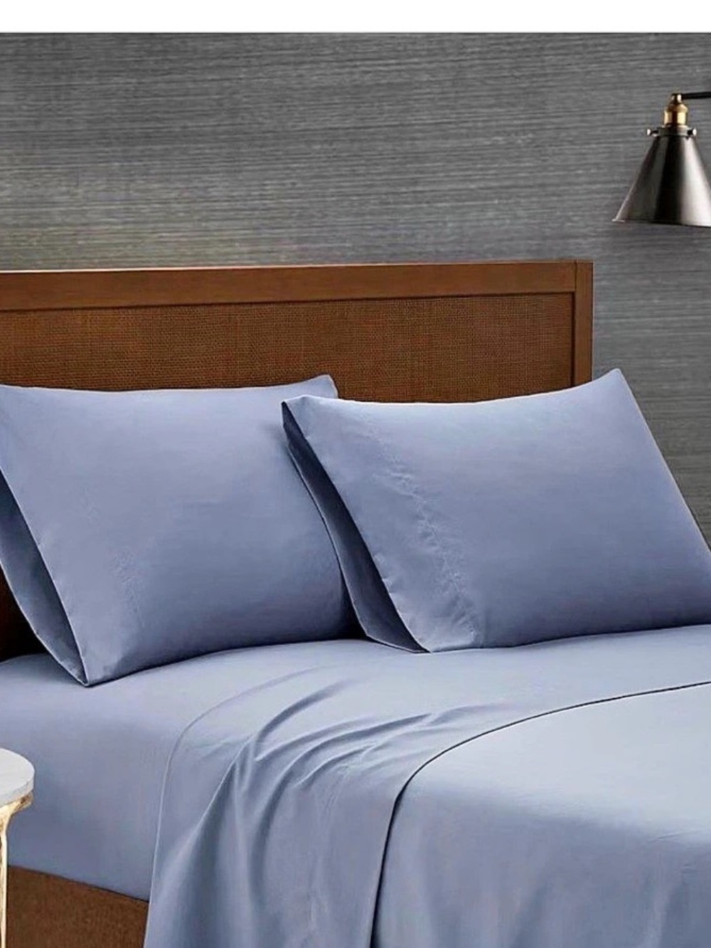 London Fog Garment Washed Solid Sheet Set Blue 4-Piece